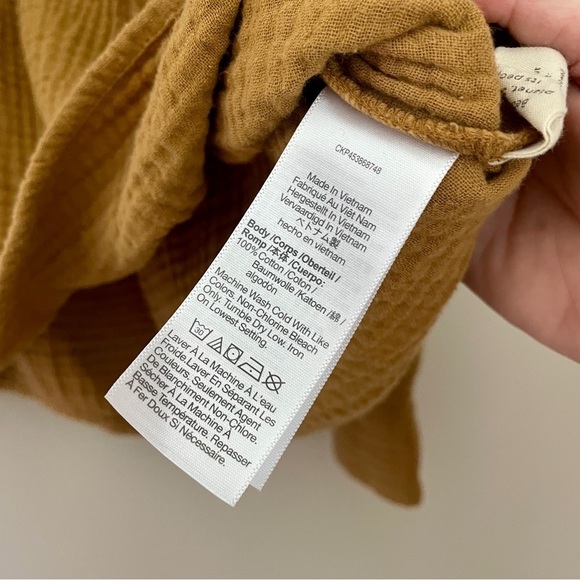 Madewell Lightspun Button-Back Peplum Top Mustard Yellow Tan Large - Picture 7 of 10